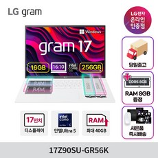 LG전자 2024 그램 17 코어Ultra5 인텔 14세대, 스노우 화이트, 256GB, 16GB, WIN11 Home, 17Z90SU-GR56K