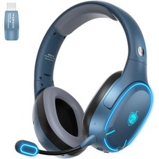 PS4용 포이니카스 PS5 게이밍 헤드셋 PC용 Q6S 블루투스 5.3 오버 이어 헤드폰 분리형 노이즈 캔슬링 마이크 30h 재생 시간 스테레오 사운드 전용노트북테이블용화이트, Upgrade: 2.4GHz Wireless, Dark Blue, Dark Blue
