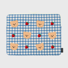 어프어프(earpearp) Dot strawberry check-blue-15inch notebook pouch(15인치 노트북 파우치)