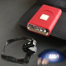 레이맨 G017 캡라이트 낚시 랜턴 모자 헤드밴드 착용 동작 센서 충전식, 블랙, 1개
