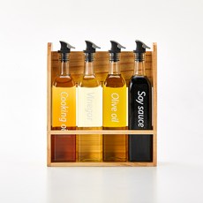 모던하우스 ON WOW 깔끔오일병 500ml x 4p + 우드랙 세트, 1세트