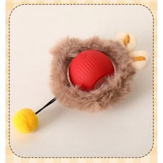 싱쿨 고양이 장난감 충돌방지 깃털 쥐잡기 뽀글이 스마트볼 장난감, 1개, 레드