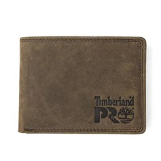 이동식 플립 포켓 카드 캐리어가 장착 된 Timberland PRO 남성용 가죽 RFID 지갑