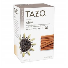 타조 티 오가닉 차이 20티백 6박스 Tazo Organic Chai Tea Bags For a Warm Spiced Black with Moderate Caffeine 20 6 ct, 1set