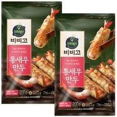 CJ 간단한요리 아이들간식 가성비만두 비비고 통새우만두 200g 밀키트 간편식 만두피 만두전골 식사대용, 2개