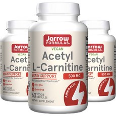 재로우 아세틸 L-카르니틴 500mg 글루텐 프리 베지 캡, 60개입, 3개, 60정