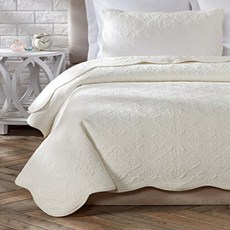 Cozy Line Home Fashions Size 2 Piece Blantyre Scalloped Edge Cotton Quilt Set Twin Ivory 아늑한 라인 홈, 1