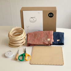 라탄 도시락 가방 만들기 DIY 키트, 줄자송곳가위불포함, 빨간체크