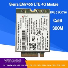 WIRCARD EM7455 FRU 01AX746 LTE 3G 4G 카드 Thinkpad X1 탄소 5th gen X270 T470 T470S T470P T570 L570 L, 한개옵션0