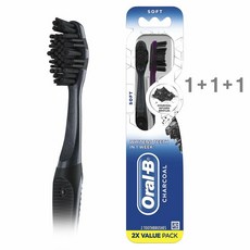 (미국) 1+1+1 오랄비 화이트닝 테라피 부드러운 칫솔 2개입 총3팩 Oral-B Charcoal Whitening Therapy Toothbrush