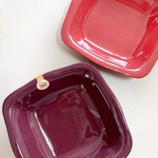 샐러드그릇 수플렌 웨이브 볼 다용도 정사각볼 1P, 01_버건디 웨이브 정사각볼, 1개