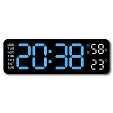 LED Digital Wall Clock Large Screen Time Week Temperature Humidity Display Electronic Alarm For Bedr, 06 H