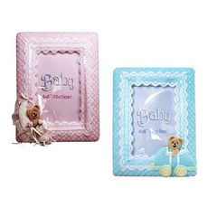 돌아기 아가 성장 사진 유리없는 아이 안전 헝겊 액자, 곰자동차-블루