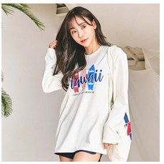  펀한커플 여성용 오버핏 루즈핏 래쉬가드 상의 + 하의 세트 BE4204 