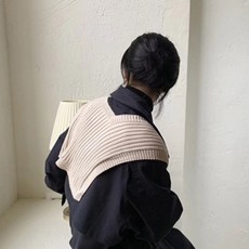 프렌치시크백 여성용 간절기 겨울 도톰 페이크가디건 어깨걸치는 니트 숄 머플러