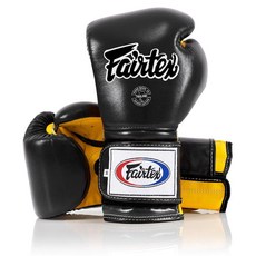 Fairtex 무에타이 복싱 글러브 BGV9 킥복싱 MMA 트레이닝 스파링 권투 복싱용품, 16 oz, Black/Yellow/Blk Piping