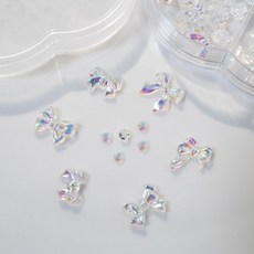 여고니야 네일파츠 오로라 리본 스터드 믹스 세트, 1세트, 리본 네일파츠