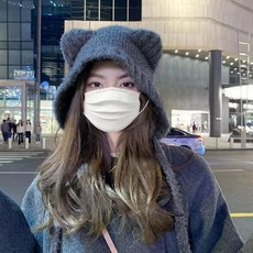 귀여운 곰 울 모자 큰 머리 둘레 귀 보호 모자 넥타이 머리 따뜻한 니트 모자 가을 및 겨울 1PC