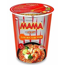 MAMA Noodles SHRIMP TOM YUM 인스턴트 국수 한 컵 맛있는 태국 맛 새우 톰 얌 수프 베이스가 있는 뜨겁고 매운 국수 트랜스 지방 없음 튀긴 국수보다 적은 칼로, 6개, 70g