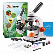 Dicfeos Microscope for Kids and Student 40X-100X-250X-400X-1000X Magnification Optics Glass Lens Dual-Light Illuminat