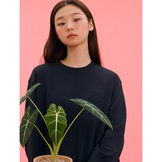 [그린 빈폴][women] 블랙 볼륨 자수 오버핏 스웨트 셔츠 (BF2141N025)