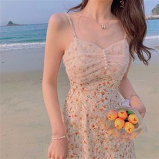 모네 꽃자수원 스윗 로맨스 끈나시 플라워 머메이드 여성
