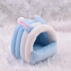 크리스마스 반려동물 봉제 둥지 따뜻 햄스터 하우스 소형 동물 기니 돼지 다람쥐 쥐 수면 침대 큐티, blue Rabbit, M, 1개
