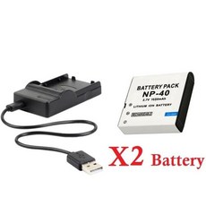 Z750 1680mAh 배터리 NP40 Z850 NP40 NP 카메라 Z57 40 캠코더용 KOMERY Z50 Z55 카시오 EXZ30 Z40 Z400 충전기 FC100 4K, 6) 2 pcs with Charger, 1개