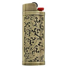 Lucklybestseller Metal Lighter Case Cover Holder Vintage Floral Stamped for BIC Full Size Lighter J, 상세 설명 참조0, One Color