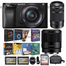Sony Alpha a6100 APS-C Mirrorless Interchangeable-Lens Camera with 16-50mm 55-210mm and FE 35mm f1, One Color_One Size, 상세 설명 참조0, 상세 설명 참조0
