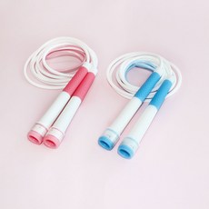 [파코파코] 가벼운 스피드 줄넘기 (분홍/파랑) 미끄럼방지 손잡이 길이조절 분실방지 이름표, 파랑