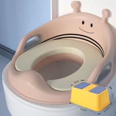 유아핸들변기커버 미끄럼방지발디딤대 발판, 핑크+1단디딤대