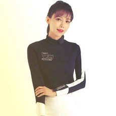 여성 골프 카라 티셔츠 티 이너 웨어 배색 상의