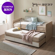 장인가구 블링 2단 슬라이딩 수납침대S_매트별도, 내츄럴오크