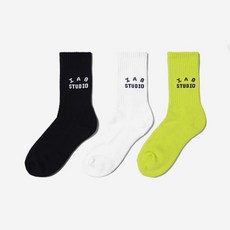 [정품] 아이앱 스튜디오 라임 블랙 화이트 삭스 (3개입) IAB Studio Lime White Socks (3 Pack) 489256