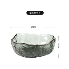 신혼그릇 반찬그릇 불규칙한 금상감 가장자리 유리 샐러드 과일 밥 서빙 식품 저장 용기, 1개
