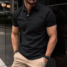 반팔 폴로 셔츠 턴다운 칼라 단추 퓨어 컬러 탑 폴로 셔츠 캐주얼 컴포트 남성 의류 베스트 셀러 여름