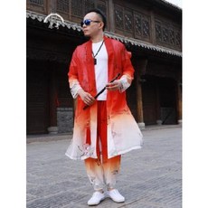 남성 차이나 위진개량한복남중국풍세트고풍고장협객선기도포장삼옷가운