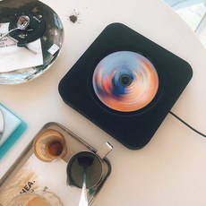 레트로 블루투스 오디오 기능 벽걸이/탁상용 휴대용 미니 앨범 CD 플레이어, 02 블랙 (신색)