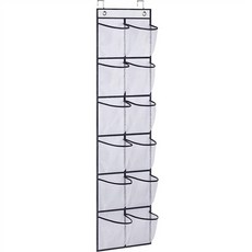 24 뒤 후크 문 벽 4 걸이식 포켓 시야 개 신발 금속 가방 정리 보관 선반 투명한, 1개, 1) 12 Grids White 1pcs