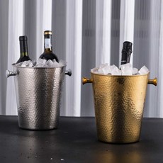 아이스 버킷 이자카야 스텐 얼음 바구니 사케 샴페인, 1개, 2L 실버 (지름15.2 높이 16.5cm)