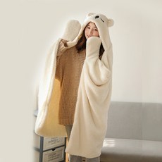  입는 담요 웨어러블 이불 양털 밍크 여행 겨울 극세사 블랭킷 모포 후드 캠핑 집순이 망토 털 방콕 