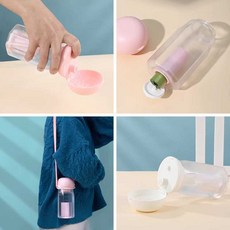 강아지물병 산책 물병 휴대용 애견 야외 동반 물 컵, 연분홍 300ml+끈 비내열, 1개