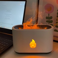 세계 일주 화염 디퓨저 가습기, 충전코드+디퓨저*1 (4 가지 불꽃 색상), 화이트