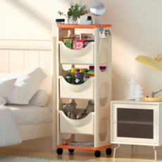 Lxlife 핸드카트 손수레 3단선반 이동식수납선반 선반 세탁실수납선반 베란다수납선반 수납선반행거 책상수납선반 틈새수납장 틈새수납선반 다용도수납장 팬트리수납선반 2단선반 선반, 오렌지, 3