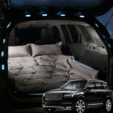 SUNCARMAT 볼보 XC90 스웨이드 에어매트 트렁크 바닥 매트 자동충전 차량용 차박 캠핑 튜닝, 2인용, 브라운