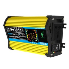 차량용 전압 변압기 수정 사인파 듀얼 USB 스마트 인버터 DC 12V AC 110V 220V 디지털 전력 6000W, 01 Yellow 12V to 220V_01 CHINA