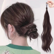 디올드 요즘유행 로우번 가시번 머리끈 포니테일 가발 다크브라운, 1개, 자연색50cm