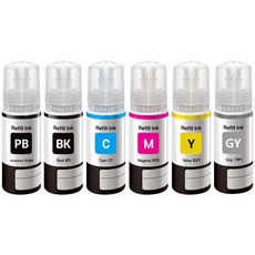 엡손011 엡손012 호환 무한리필잉크 6색세트 T07K T07J Ecotank L8160 L8180, 1세트, 검정+포토검정+청록+진홍+노랑+회색 1세트, 검정+포토검정+청록+진홍+노랑+회색