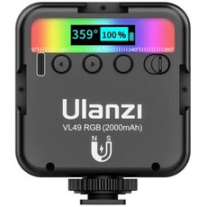 ULANZI -VL49 RGB 풀 컬러 LED 비디오 조명 2500K-9000K 800LUX 마그네틱 미니 필 라이트 콜드 슈 3 개 연, VL49 RGB black, 1개